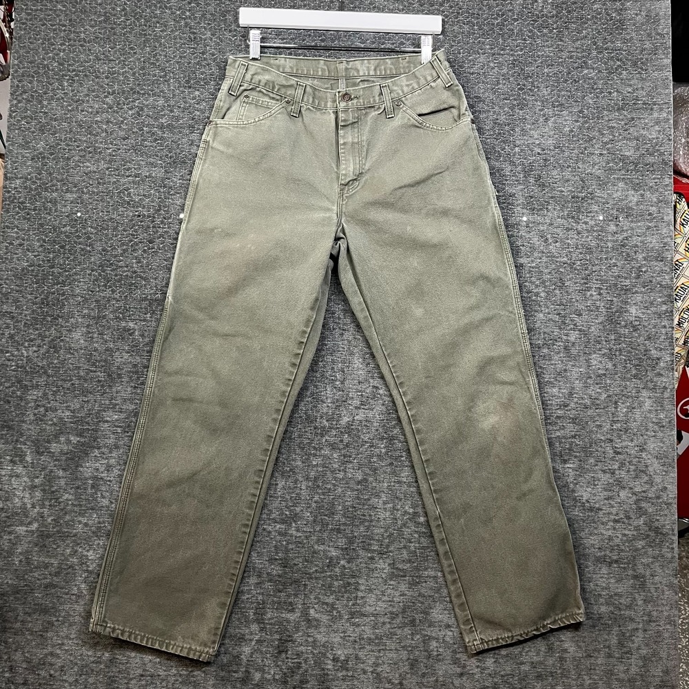 Dickies Relaxed Fit Duck Carpenter Jeans Men's Moss Green Denim Workwear - 34X32